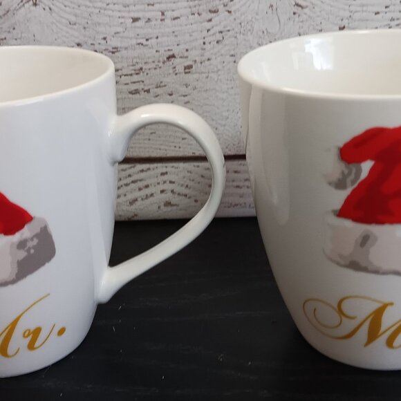 Vintage Mr. & Mrs. Christmas Holiday Coffee Mugs - Picture 3 of 5